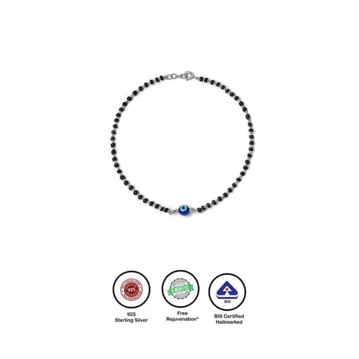 Silver Holy Evil Eye Black Beads Anklets view 7