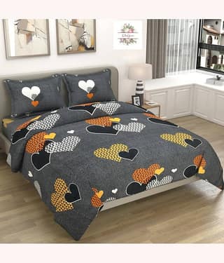 Neekshaa Glace Cotton 1 Double Bedsheet with 2 Pillow Covers ( Gray )