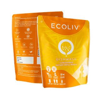 Ecoliv Liquid Dishwash Refill Concentrate 1L(170 ml x 2)| Add Water makes 500 ml each| Pack of 2