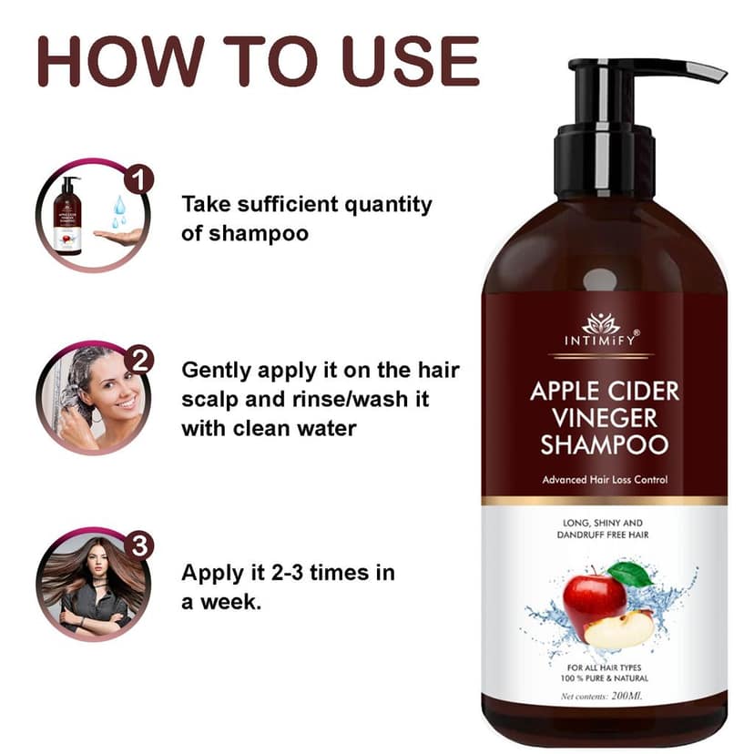 Intimify Apple Cider Hair Shampoo, hair shampoo, anti dandruff shampoo, anti hairfall shampoo, hair loss shampoo view 4