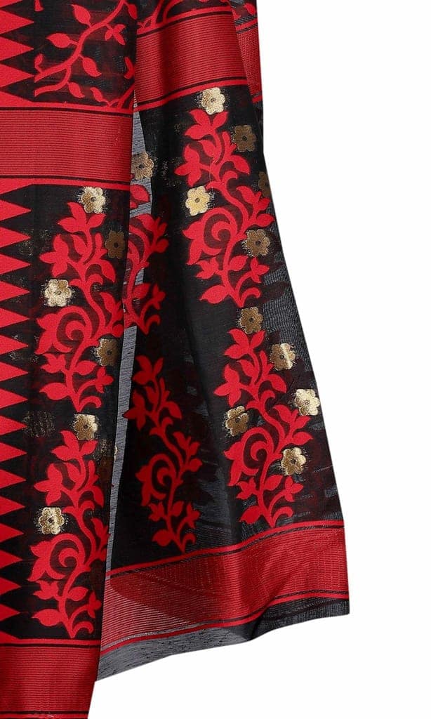 Silk Zone Women's Jamdani Cotton Blend Woven Saree view 3