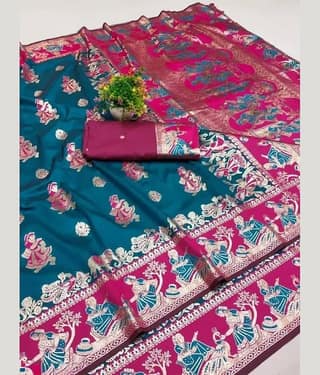 Indesa Art Silk Solid Baluchari Saree With Unstitched Blouse Piece ( Orange )