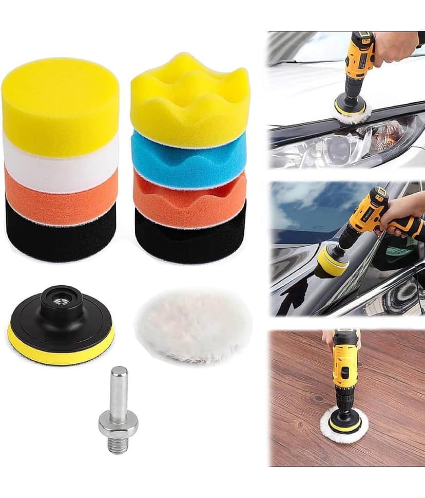 CAR Polishing Pads Sponge and Woolen Polishing Waxing Buffing Pads Kits,Car Foam Drill 3-Inch Buffing Pad,11 PCS Polishing Pads Kit,Car Polishing,Waxing