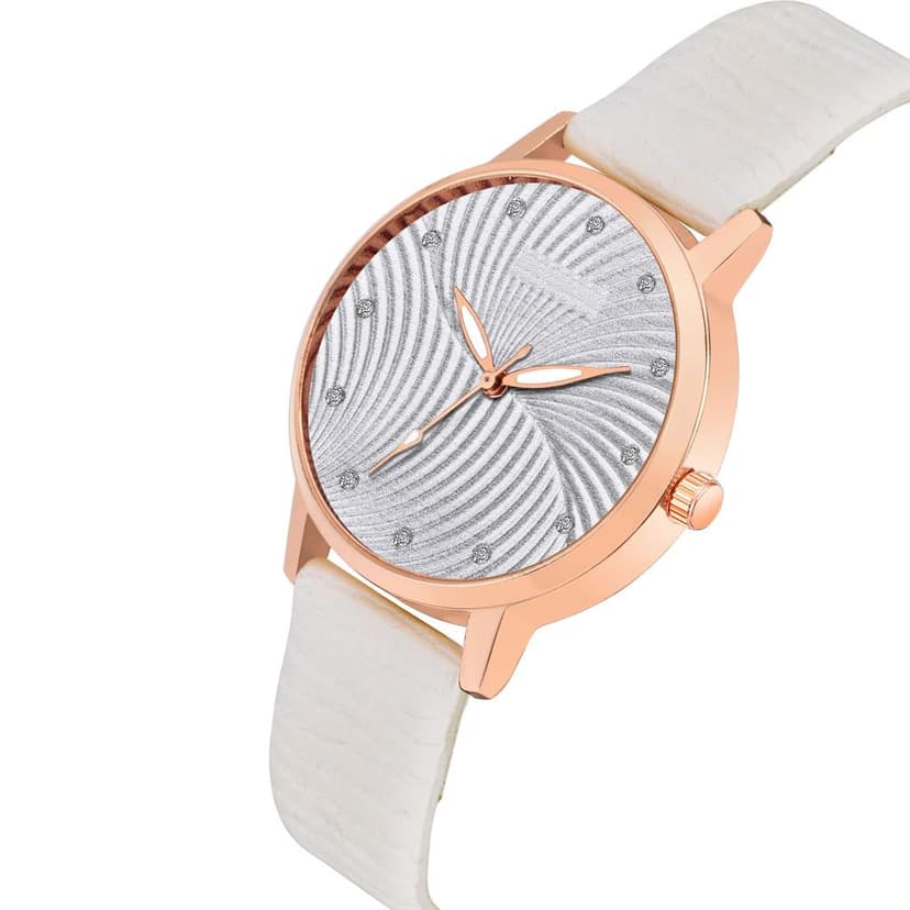 Loretta MT-381 White Leather Belt Slim Dial Women & Girls Watch view 2