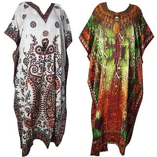 Ukal Combo Pack of 2 Women's Kaftan Dress Cover Up Nightwear Nighty Gown V-Neck Dress