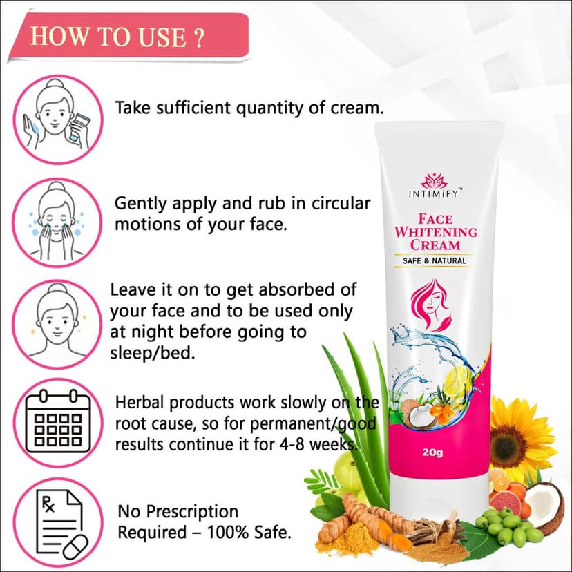 Intimify Face Whitening Cream with Retinol, Hyaluronic, Kojic Acid, Glutathione, Vitamin C view 8