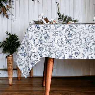 Table cloth - Blue swirl print, sizes available.