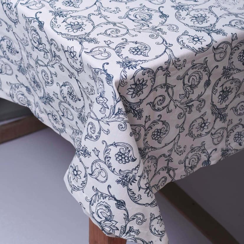 Table cloth - Blue swirl print, sizes available. view 2