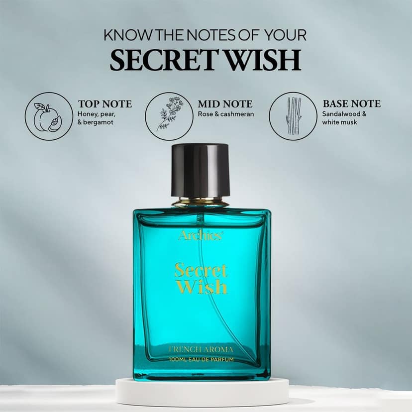 ARCHIES SECRET WISH Eau De Luxury Parfume for Women | 100 ML | French Aroma | Sensual, Strong, Bold, & Attractive Fragrance | Premium & Long Lasting EDP Fragrance Scent (20% High Concentrated Perfume) view 2