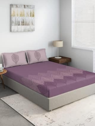 DDECOR - Cherish Collection 100% Cotton Ethnic Pattern 150TC Super King |274 CM X 274 CM| with 2 Pillow Covers - Purple