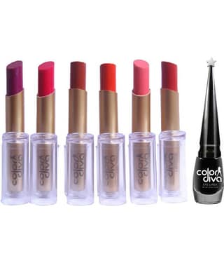 Adbeni Eyeliner With 6 Hot Color Lipsticks Makeup Kit Pack of 7 11