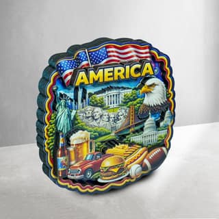 MustHome America Wooden Souvenir Fridge Magnet, Travel Keepsake Gift, City and Country Theme