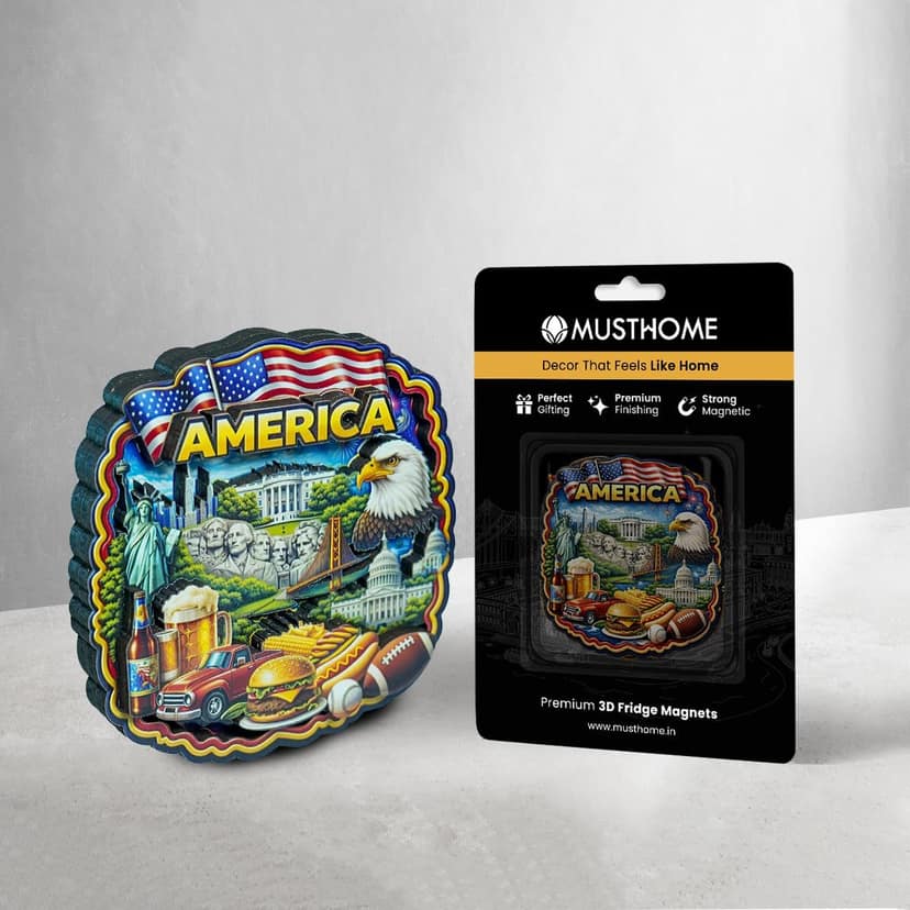 MustHome America Wooden Souvenir Fridge Magnet, Travel Keepsake Gift, City and Country Theme view 3