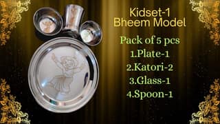 Stainless Steel Dinnerware /Kid Set/Bansuri Design/1PACK