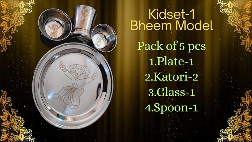 Stainless Steel Dinnerware /Kid Set/Bansuri Design/1PACK