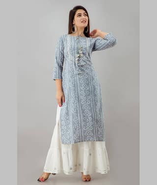 NeshamaKurti - Grey Rayon Women's Straight Kurti ( Pack of 1 )
