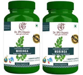 Dr. JPG Organic herbals Moringa Capsules For Joint Wellness, Super Food 60 Veg Capsules/INDIA ORGANIC Certified (Pack Of 2)