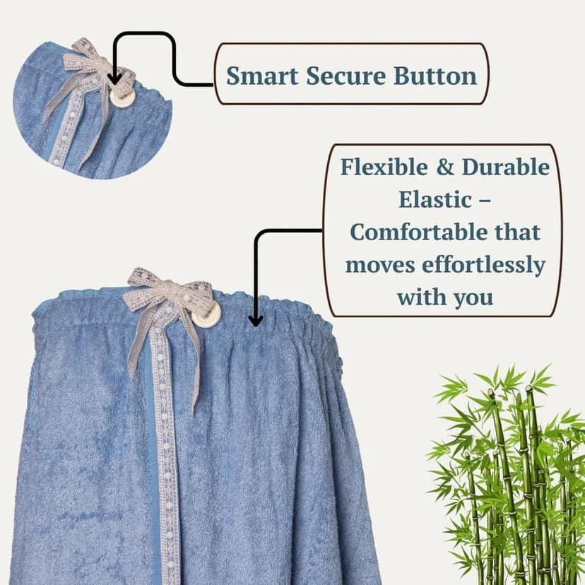 Mrijaa Bamboo Bath Wrap 400 GSM Ultra-Soft Fabric, Quick Absorption, Fast Drying, Adjustable Secure Fit view 3