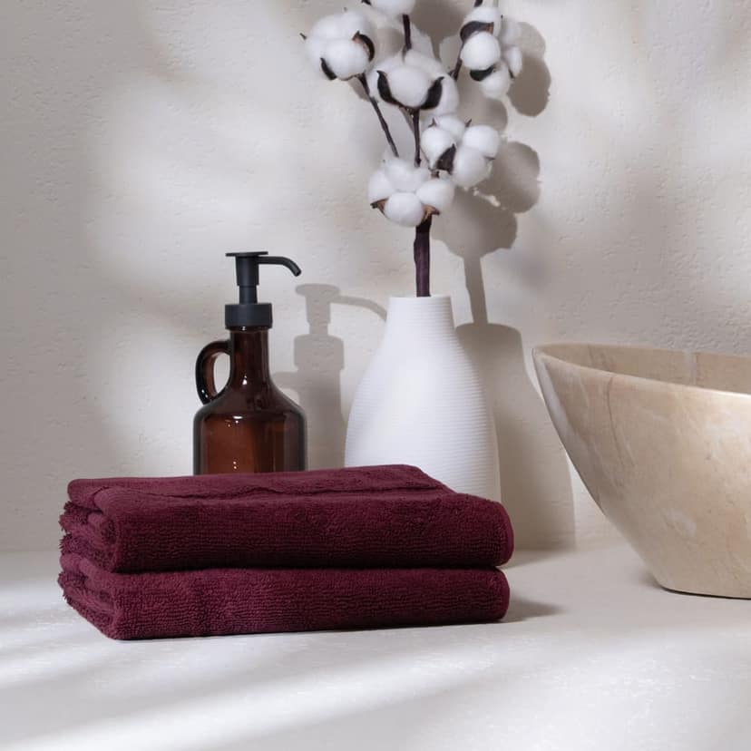Feather & Spun Organic Cotton Hand Towel (Pack of 2) | Lavender Fragrance | GOTS Certified | Anti Microbial | Fade Resistant | Double Needle Stitch | 550 GSM | 76 cms x 45 cms view 4
