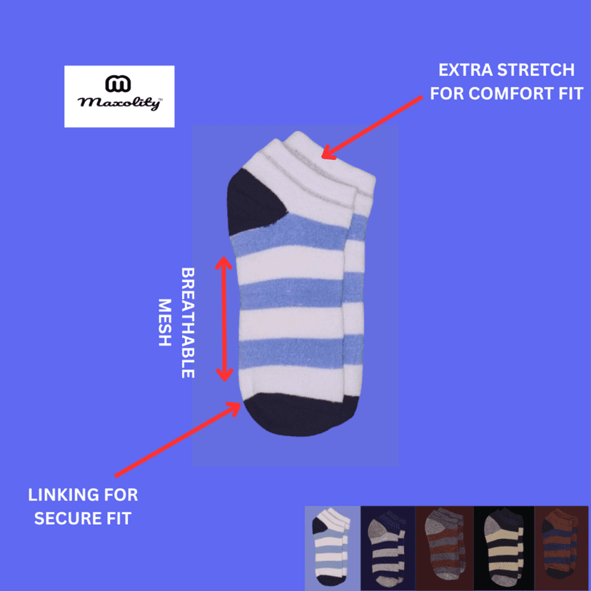 Maxolity Ankle Length Socks For Men & Women Pack Of 5 view 4