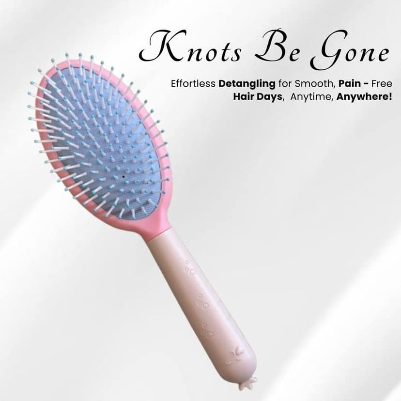 Hair Brush With Strong & Flexible Nylon Bristles having Anti-static Ball Tips, For Grooming, Straightening in Bule Colour view 3