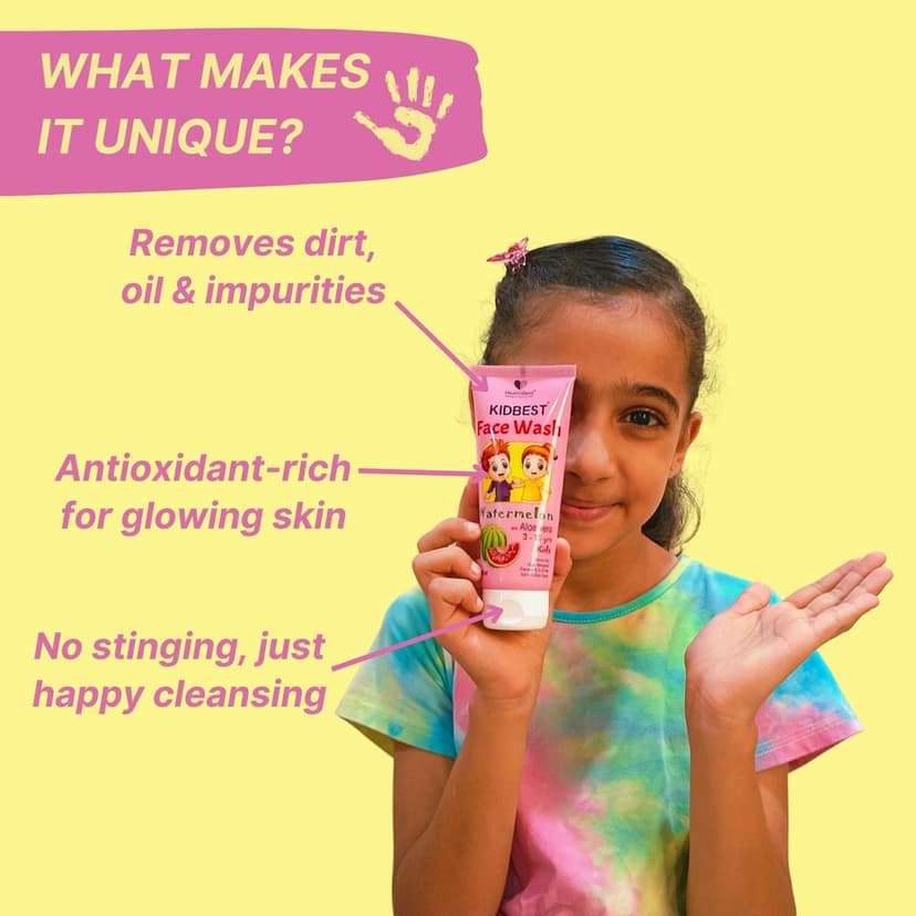 HealthBest Kids Multivitamin Face Wash - Natural, Non-Toxic 100ml, Organic Watermelon for Normal, Gentle Sensitive & Dry Skin Types | Tear, Paraben, SLS Free view 3
