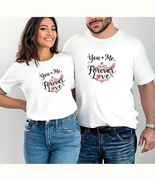 BINAYAK White Cotton Regular Fit Couple T-Shirt