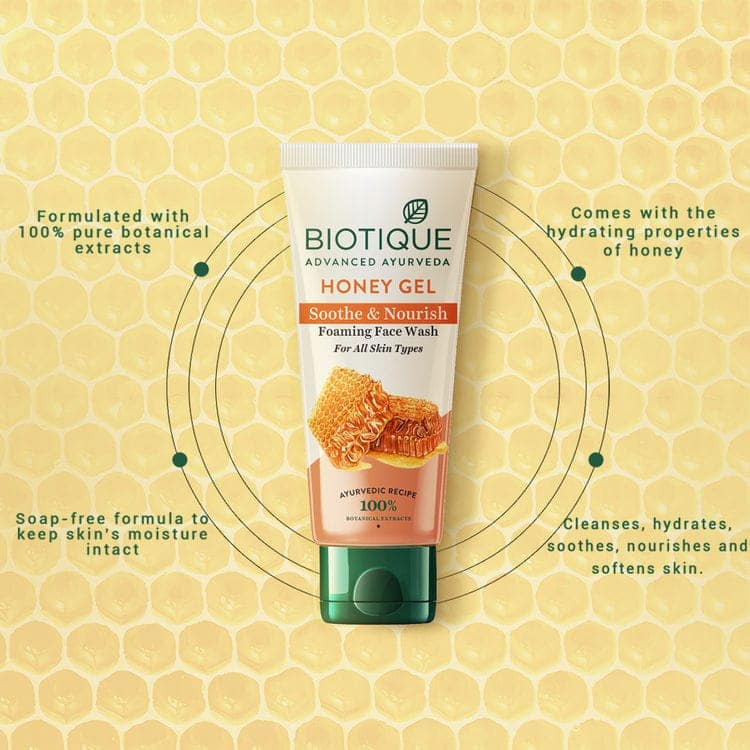 Biotique Honey Gel Soothe & Nourish Foaming Face Wash (100ml) view 7