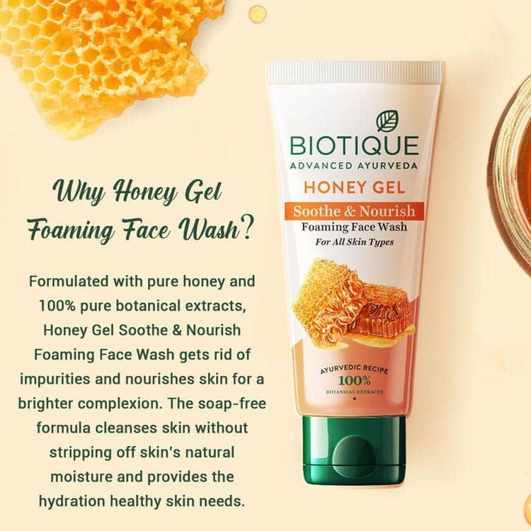 Biotique Honey Gel Soothe & Nourish Foaming Face Wash (100ml) view 9