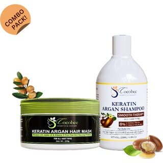 COCOBEE Keratin Argan Shampoo Hair Mask Set - 200ml Shampoo 200g Hair Mask Smooth Therapy for All Hair Types