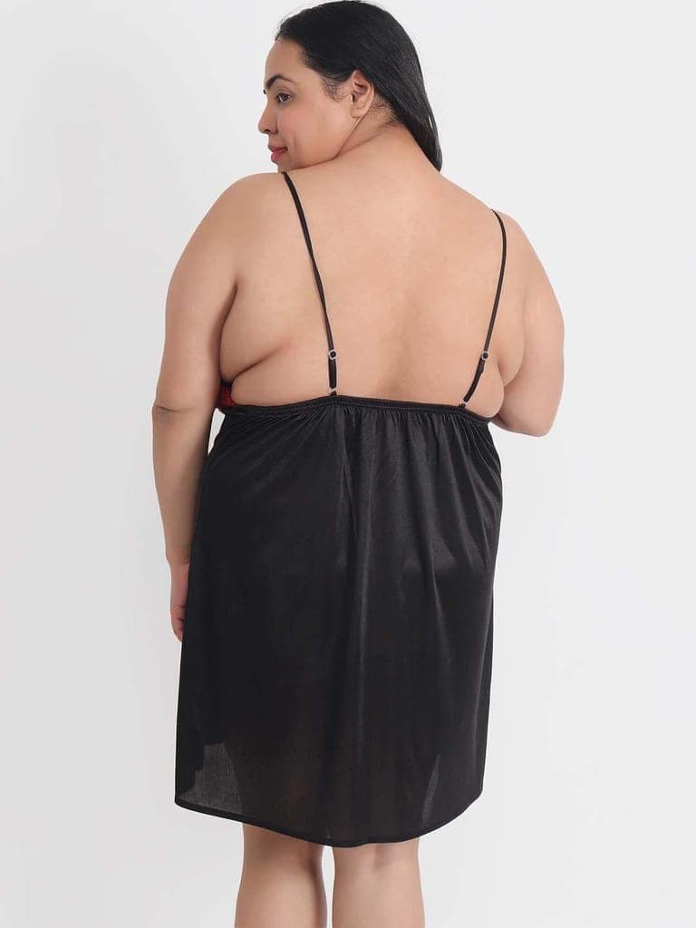 Klamotten Women's Plus Size Sexy Babydoll Dress With Lace for Honeymoon BB39K view 5