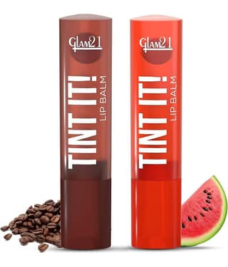 Glam21 Tint It Lipbalm Everyday Hydration With Spf15 & Vit-E | Shea Butter Avocado Oil Coffee Beans & Watermelon Pack Of: 2, 7 G