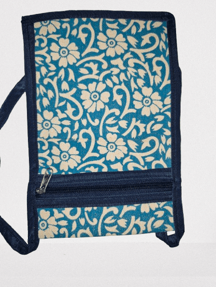 Handmade Floral Print Cotton Mobile Phone Sling Bag with Adjustable Strap view 2