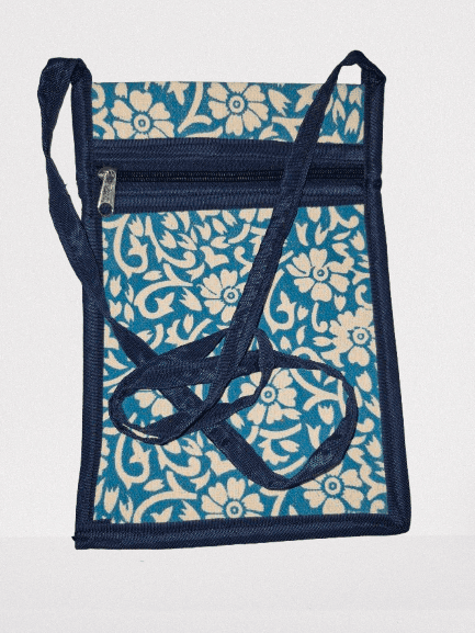 Handmade Floral Print Cotton Mobile Phone Sling Bag with Adjustable Strap view 3