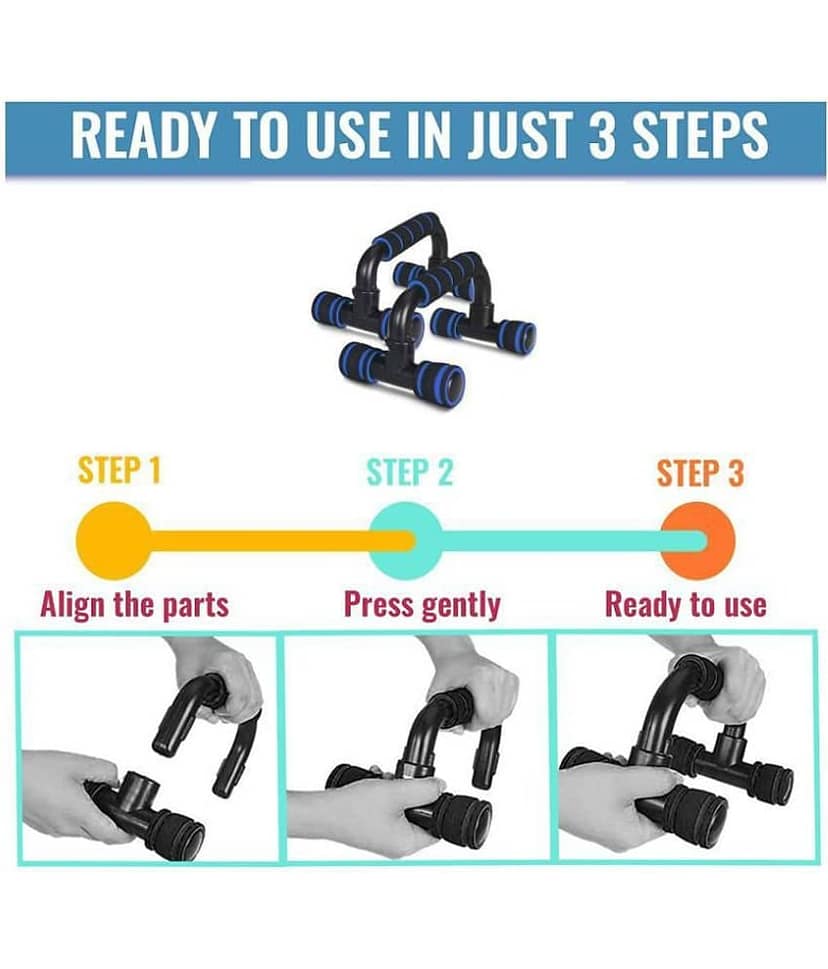 Priyal Enterprises Push Up Bar Stand for Gym & Home Exercise, Dips/Push Up Stand for Men & Women. Useful in Chest & Arm Workout (Black & Blue))