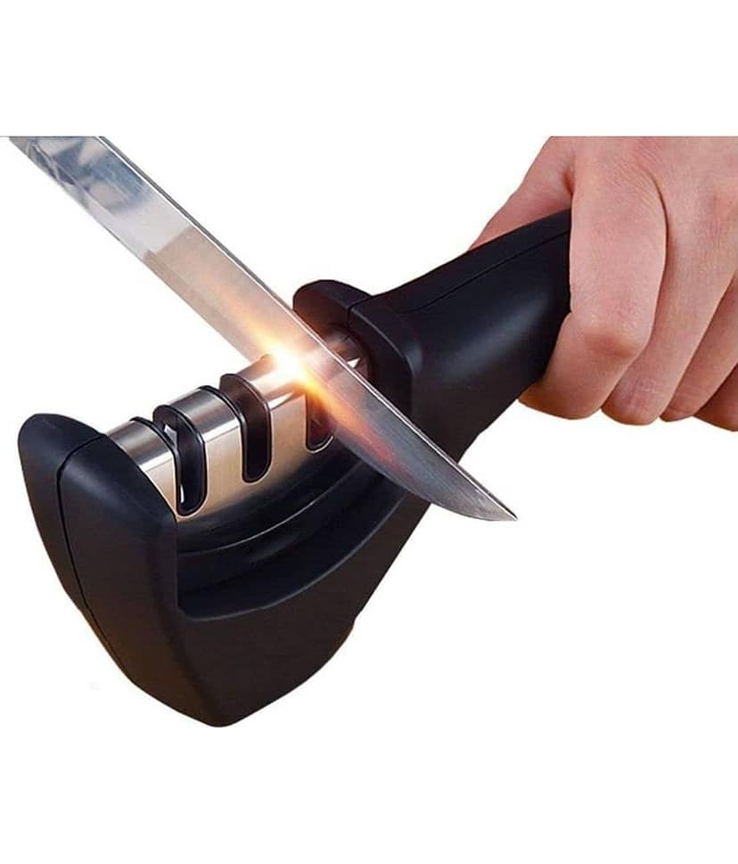 KP Mart Manual Knife Sharpener 3 Stage Sharpening Tool for Ceramic Knife and Steel Knives.