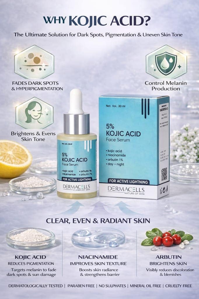 Dermacells 5% Kojic Acid Face Serum with Niacinamide & Arbutin – Skin Brightening, Dark Spot & Pigmentation Corrector (30 ml) view 4