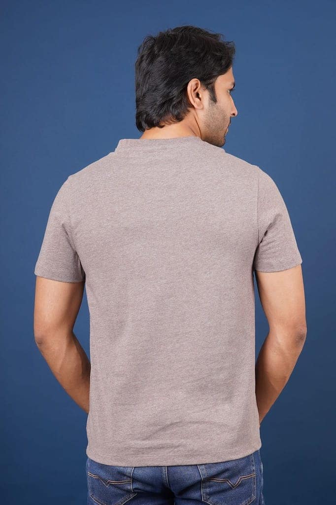 Men's Irown Brown Melange V-Neck T-Shirt view 6