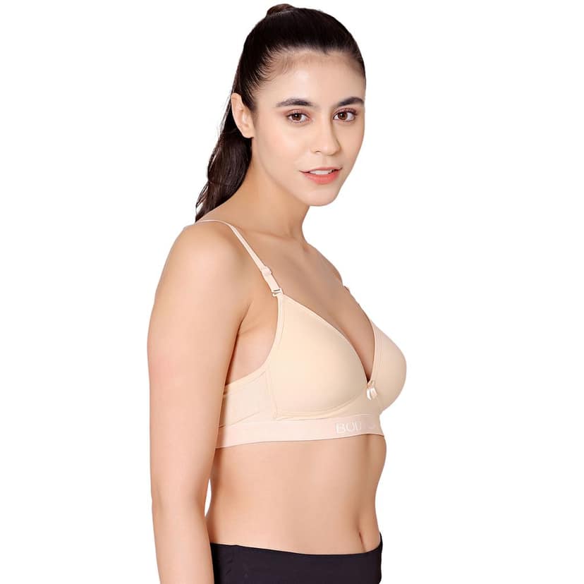Bodycare Cotton Spandex Padded Non wired Tshirt Bra-Pack of 3 view 5