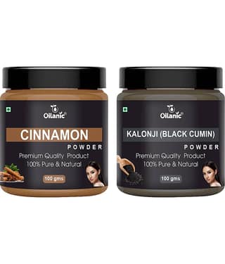 Oilanic 100% Pure Cinnamon Powder & Kalonji Powder For Skin Hair Mask 200 g Pack of 2