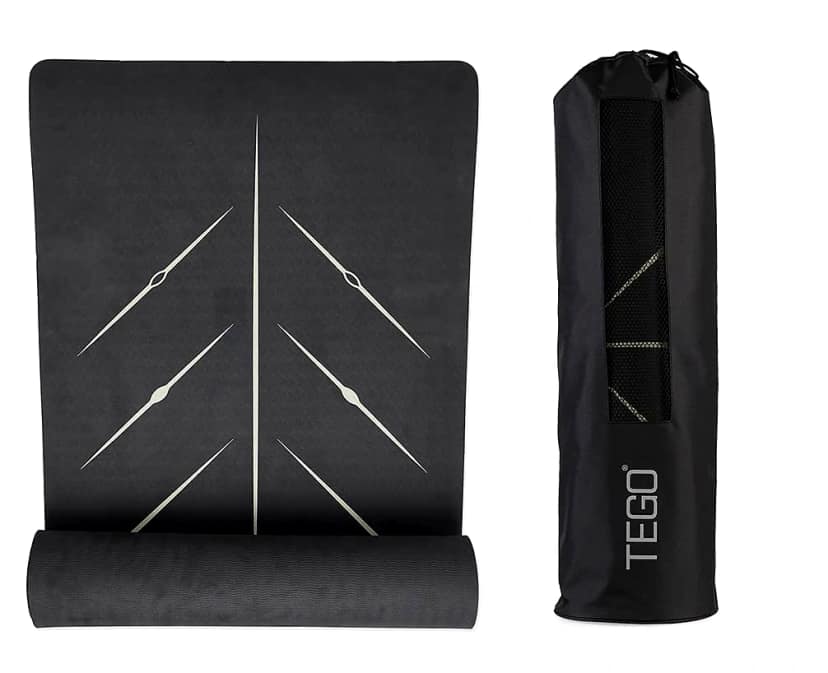 TEGO CORE Yoga Mat with GuideAlign & Yoga Mat Holder Bag (Colour - BLACK/GOLD, Size - 8 MM) by Total Sporting And Fitness Solutions Pvt Ltd