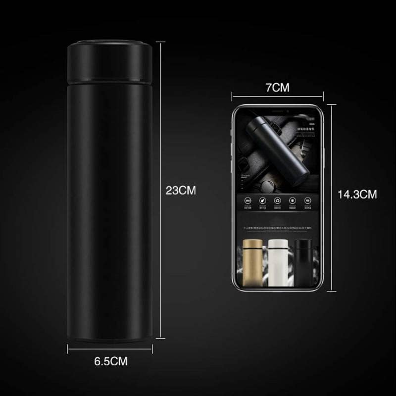 Smart LED Temperature Display Insulated Flask (Matte Black, 500ml) | Touch Sensitive Temperature Control | Daily Hydration view 2