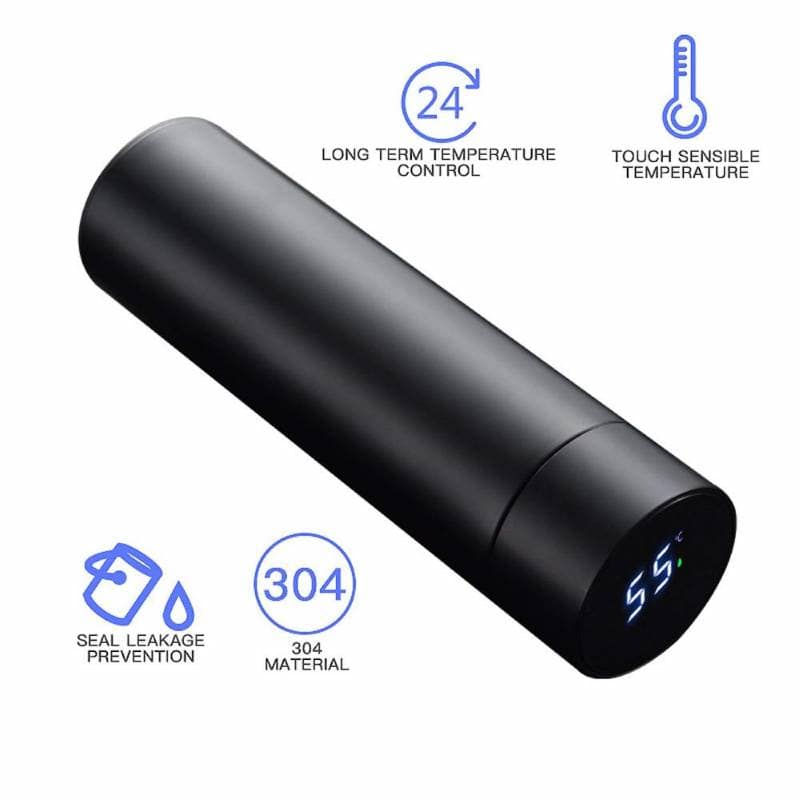 Smart LED Temperature Display Insulated Flask (Matte Black, 500ml) | Touch Sensitive Temperature Control | Daily Hydration view 3
