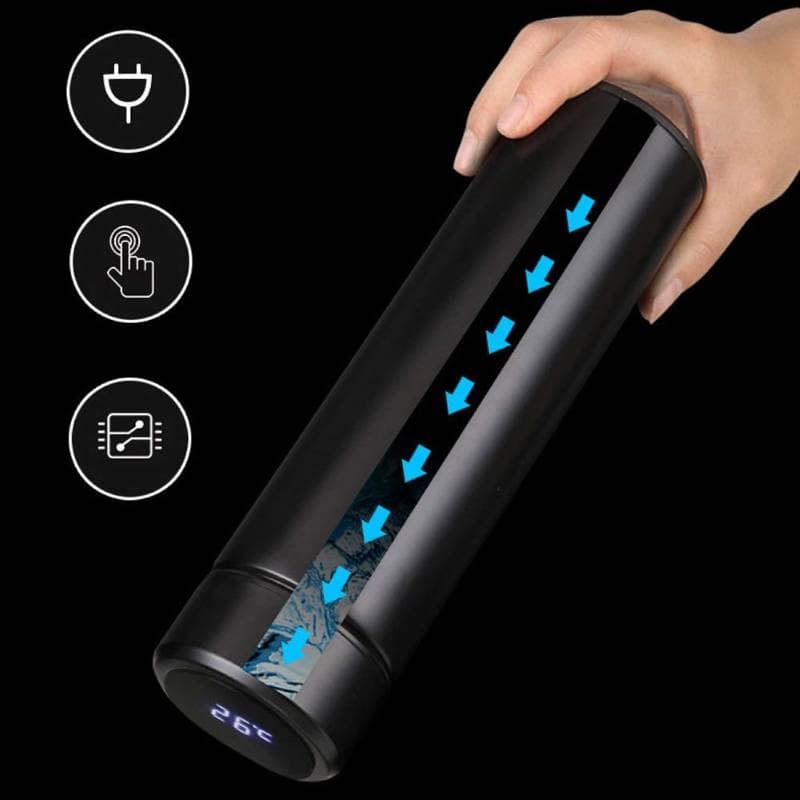 Smart LED Temperature Display Insulated Flask (Matte Black, 500ml) | Touch Sensitive Temperature Control | Daily Hydration view 5