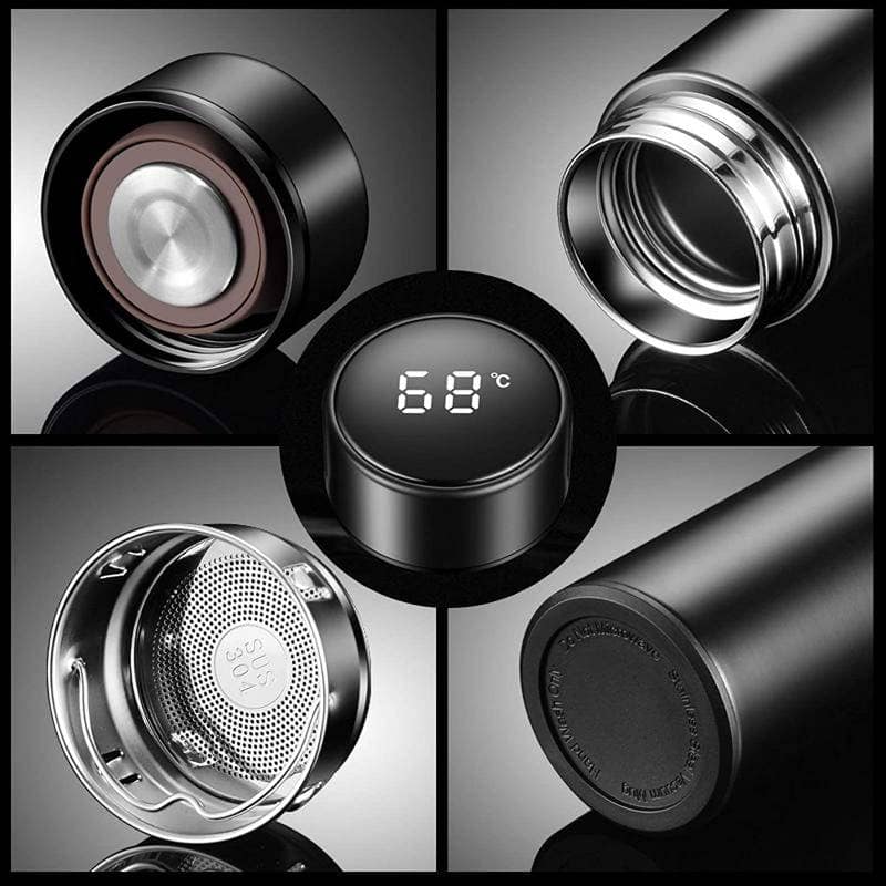 Smart LED Temperature Display Insulated Flask (Matte Black, 500ml) | Touch Sensitive Temperature Control | Daily Hydration view 6