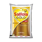 Saffola Gold Refined Cooking Oil, Blended Rice Bran & Sunflower Oil, Helps Keeps Heart Healthy, 1 L Pouch view 2