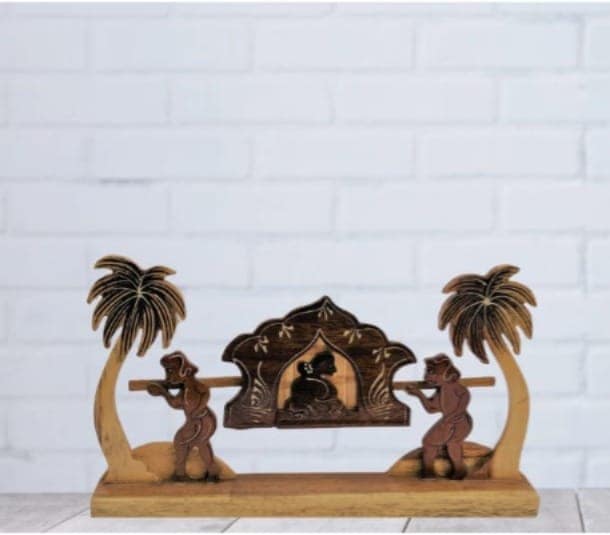Traditional Handcrafted Wooden Palanquin Decor Showpiece view 2