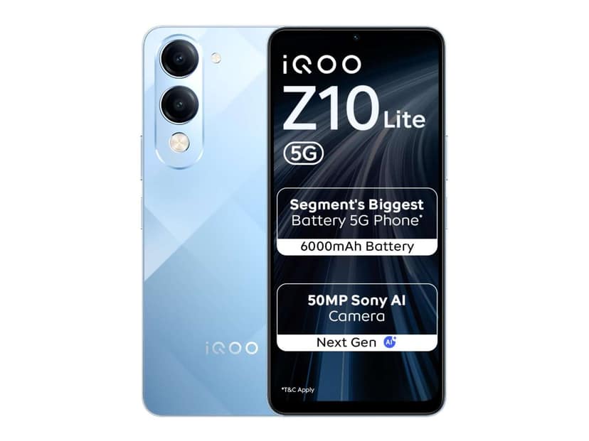 IQOO Z10 Lite 5G Smartphone, 4GB RAM, 128GB Storage - Titanium Blue