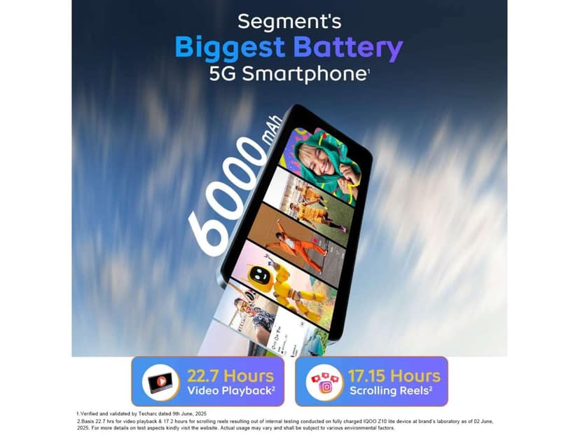 IQOO Z10 Lite 5G Smartphone, 4GB RAM, 128GB Storage - Titanium Blue view 2