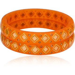 LUV FASHION Orange plastic Designer Bangles view 2